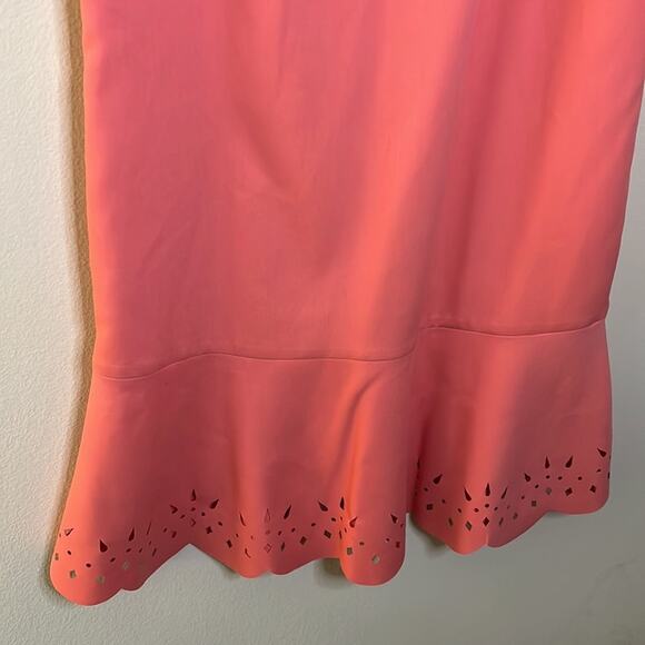 LOFT Coral Laser Cut Hem Sleeveless Shift Dress Size 6 - Picture 5 of 8